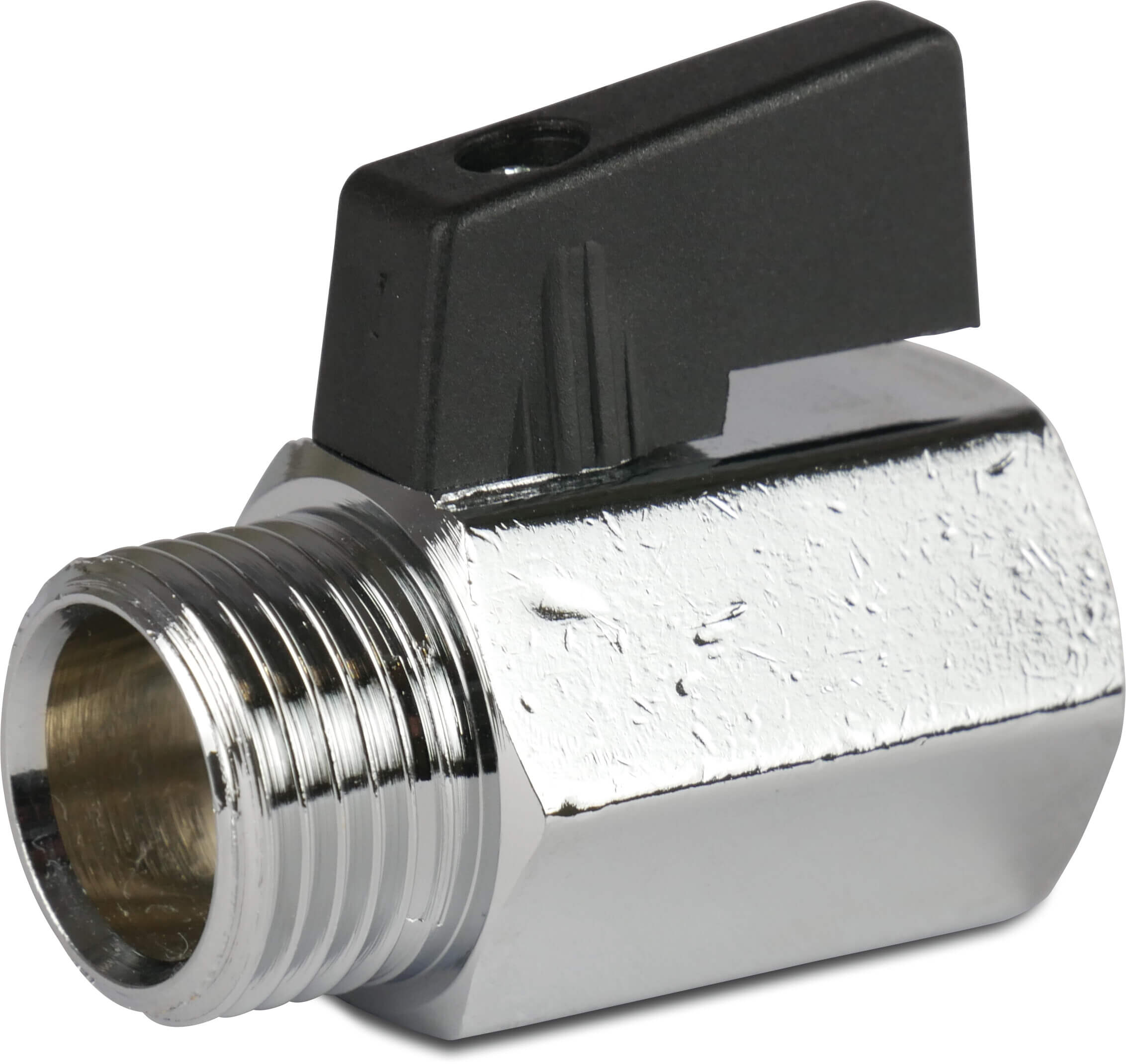 Profec Mini ball valve brass chrome plated 1/4" female thread x male thread 10bar type 405